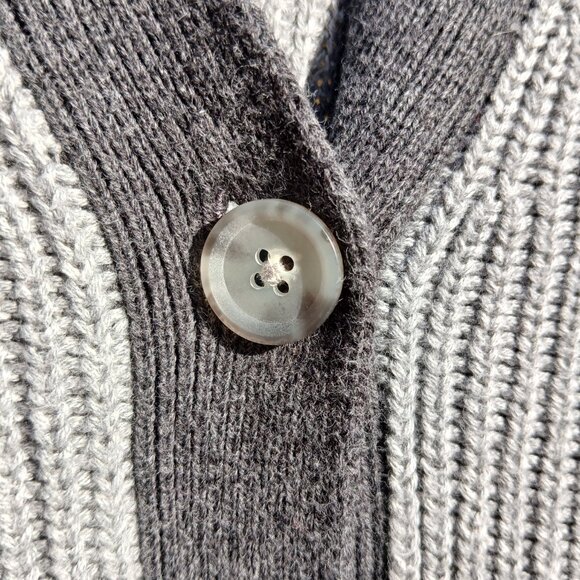 Lands' End Drifter Grey Color Block Cardigan with Pockets & Buttons Sz S/T - Picture 4 of 9